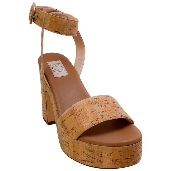 AGL Natural Cocoa Siesta Summer Cork Wedge Sandals - Picture 1 of 8